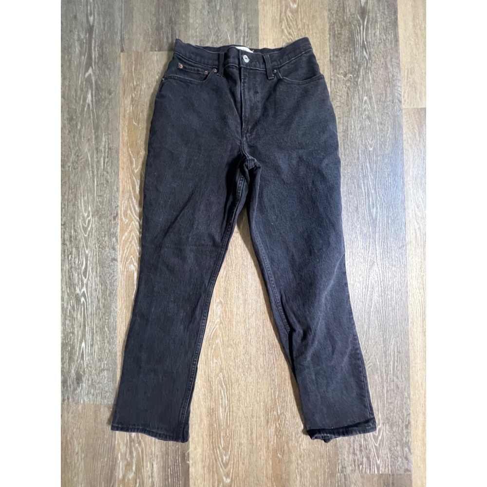 Abercrombie & Fitch 90s Straight Jeans Womens 28/6S Black Good Curve Love Rip